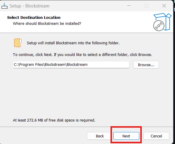Blockstream installer step 2
